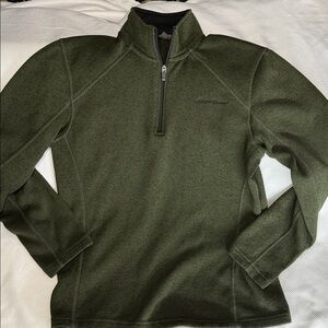 Eddie Bauer Olive Quarter-Zip Fleece - Small